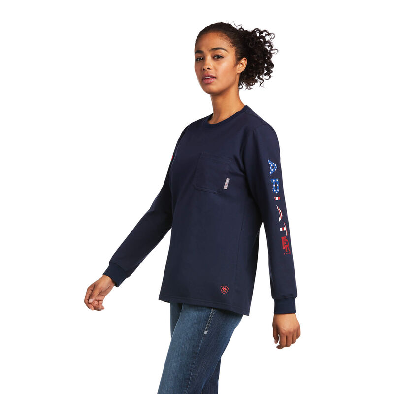 Ariat T-Shirts Damen - Fr Stretch Logo Navy ( IXCSM-1329 )